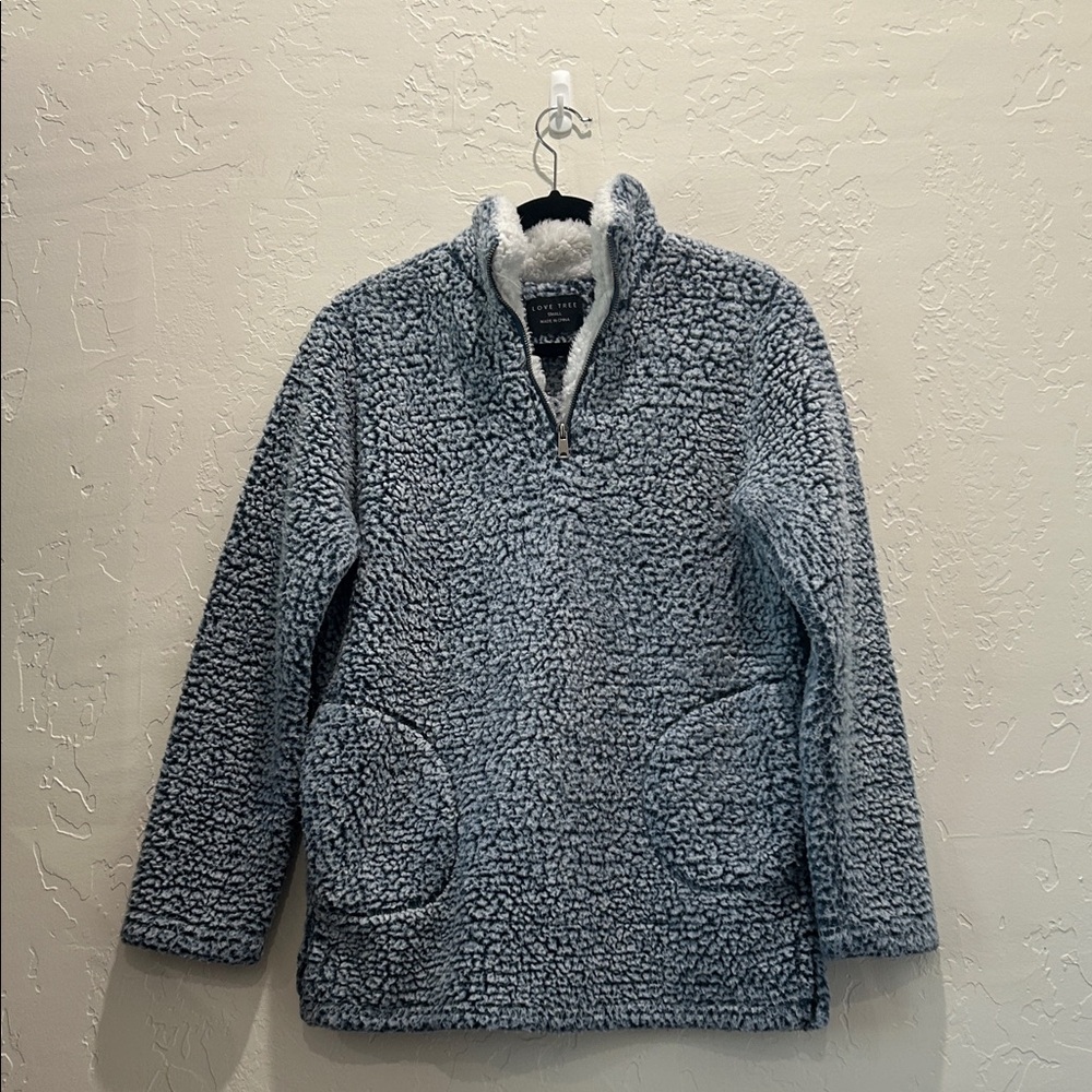 Love Tree Women’s Light Blue Sherpa Zip Pullover